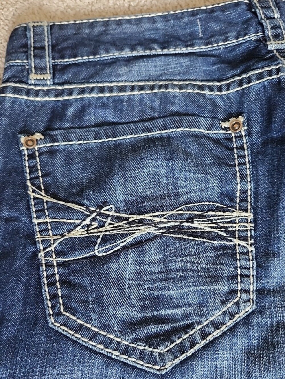 Rock & Roll Cowboy Men's Double Barrel Relaxed Bootcut Jeans Dark Wash - Picture 9 of 15